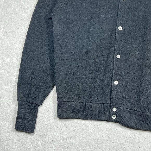 Vintage 80'S Lacoste IZOD Cardigan Men’s Large Black Acrylic Knit Made in USA - Picture 4 of 11